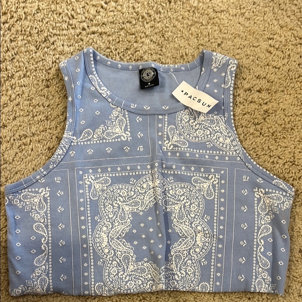 PacSun Light Blue Bandana Print Tank Top